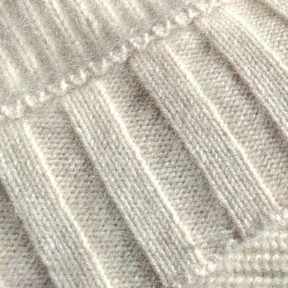 Brazeau Tricot 100% Cashmere Boxy Pullover Sweater Ivory Malibu L XL - Picture 7 of 12